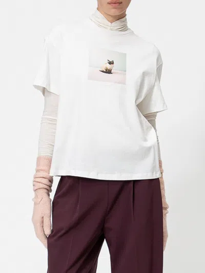 Twinset T-shirt Woman Color White In Animal Print