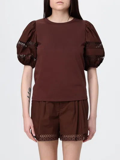 Twinset Tシャツ  レディース カラー コーヒー In Burgundy