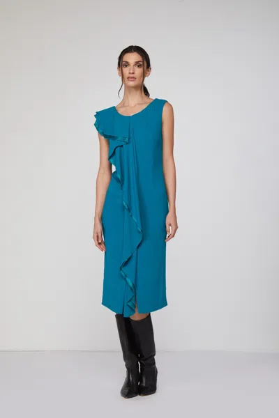 Twinset Tubino Petrolio Con Maxi Rouches In Verde