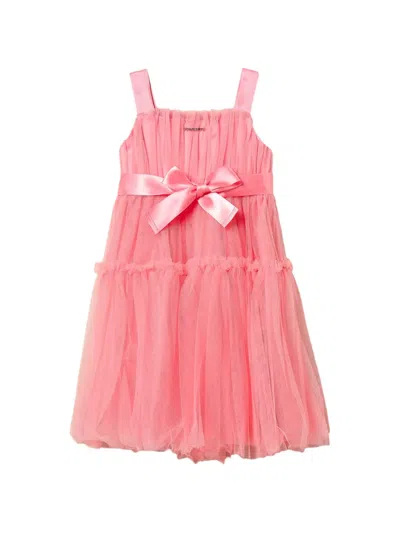 Twinset Kids' Tulle Belted Dress In Pink
