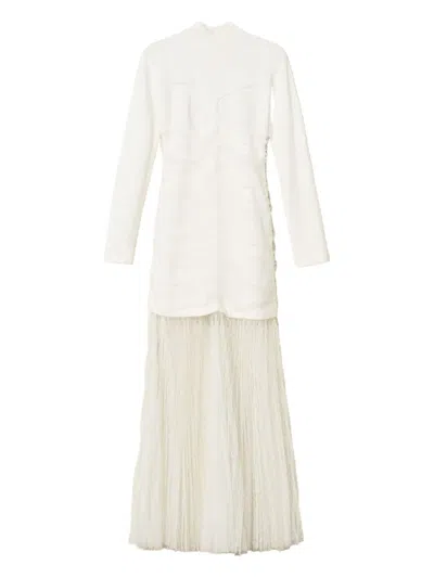 Twinset Tulle Knit Maxi Dress In White