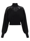 Twinset Lace-insert High-neck Sweater In Black