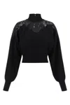 Twinset Lace-insert High-neck Sweater In Black