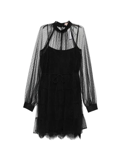 Twinset Tulle Mini Dress In Black
