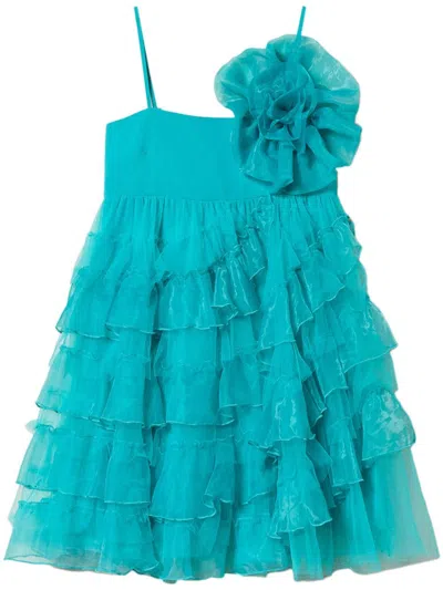 Twinset Tulle Organza Minidress In Green