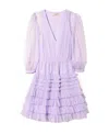 Twinset Tulle-overlay Ruffled Minidress In Purple