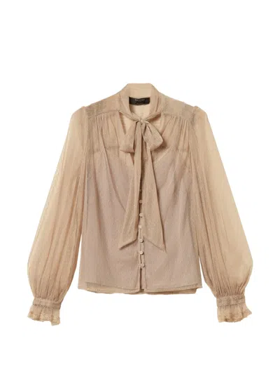 Twinset Tulle Shirt With Lurex In Yellow