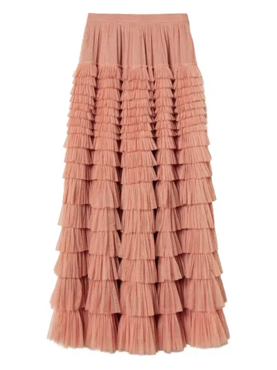 Twinset Tulle Skirt In Brown