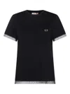 Twinset Tulle-trim Cotton T-shirt In Black
