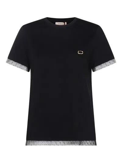 TWINSET TULLE-TRIM COTTON T-SHIRT