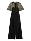 Twinset Tulle Wide-leg Jumpuit In Black