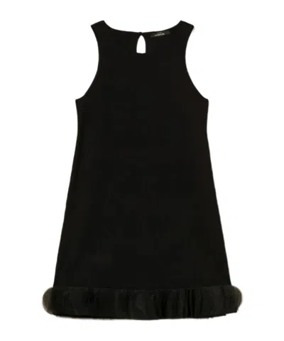 Twinset Tulle-trimmed Mini Dress In Yellow