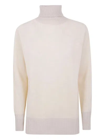 Twinset Turtle Neck Oversize Sweater In Silver