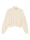 Twinset Twin-set Textured Knit Sweater With High Neckline And Oversized Sleeves In White