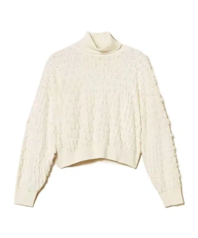 TWINSET TURTLENECK FRINGE SWEATER