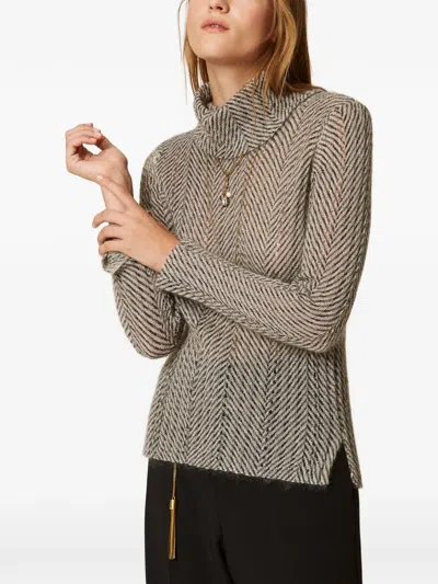 Twinset Turtleneck Jumper With Print In Multi