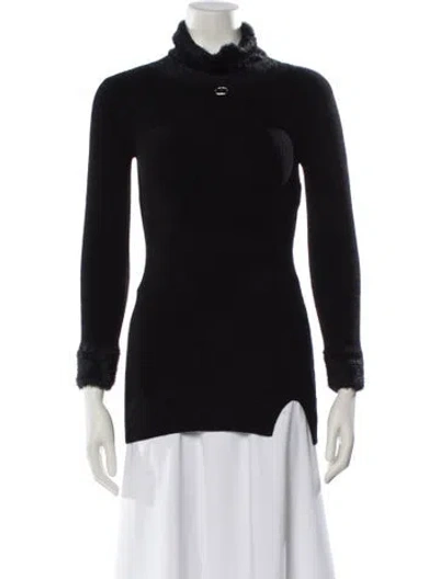 Pre-owned Twinset Turtleneck Long Sleeve Top In Black