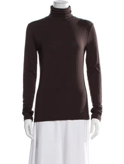 Pre-owned Twinset Turtleneck Long Sleeve Top In Brown