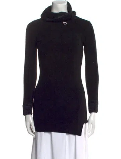 Pre-owned Twinset Turtleneck Long Sleeve Top W/ Tags In Black