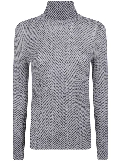Twinset Turtleneck Sweater Geometric In Gray