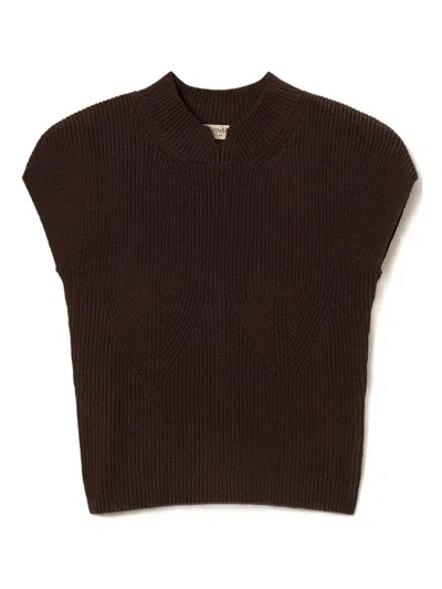 Twinset Turtleneck Vest In Brown