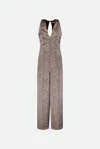 Twinset Leopard-print Satin-finish Jumpsuit In Marrone