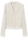 Twinset Twin-set Jacquard Lurex Gold Knitted Jacket In Neutrals