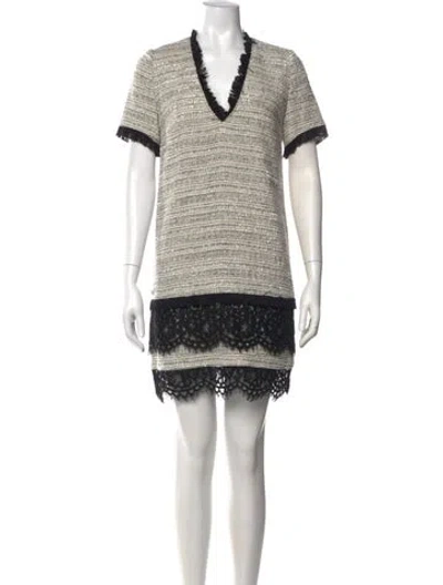 Pre-owned Twinset Tweed Pattern Mini Dress In Neutrals