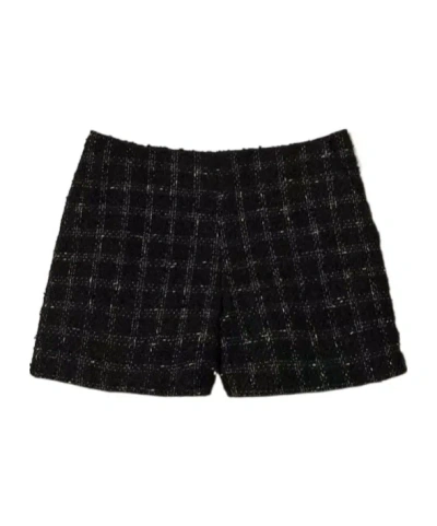 Twinset Tweed Shorts In Black