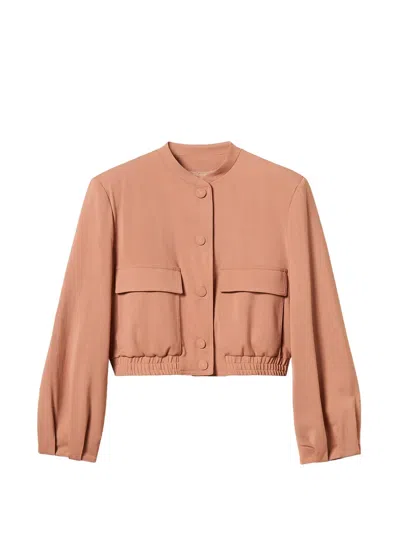 Twinset Twill Bomber Jacket With Pockets In Pink