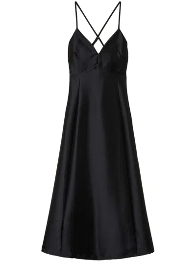 Twinset Twill Midi Dress In Black