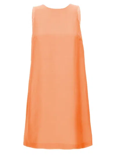 Twinset Twill Shift Sleeveless Mini Dress In Orange