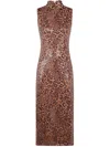Twinset Twin-set Form-fitting Sleeveless Dress With Leopard Print And Sequin Detailing In Animal Print