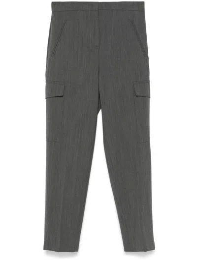 Twinset Twin-set Anthracite Grey Mélange Cargo Trousers
