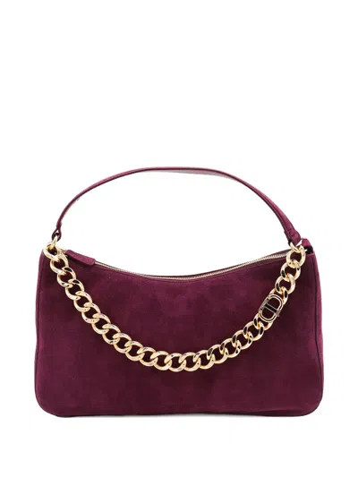 TWINSET CHAIN-EMBELLISHED SUEDE SHOULDER BAG