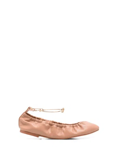 Twinset Twin-set Ballerinas With Gold-tone Chain Ankle Strap In Neutral