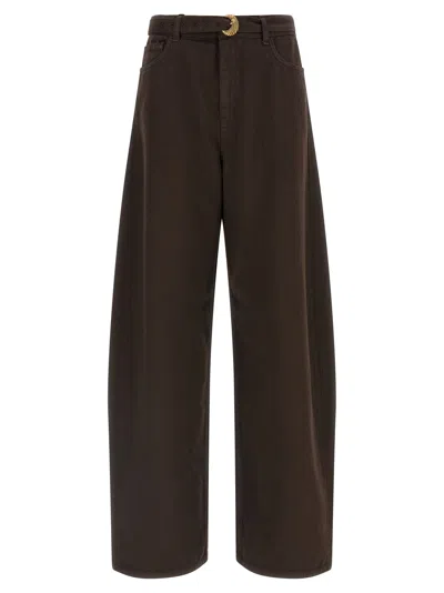 Twinset Twin Set Barrel-fit High-waist Jeans In Brown