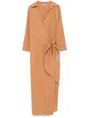 Twinset Twin-set Beige Midi Dress With Wrap Design In Neutrals
