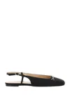 Twinset Black Ballet Shoes With Square Toe And Logo Plaque On The Front In Tech Fabric Woman In Black