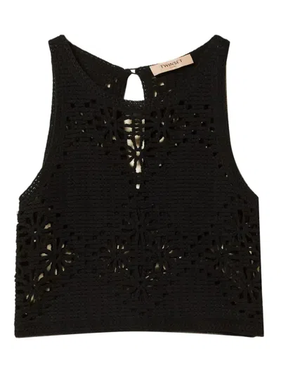 Twinset Twin-set Black Cotton Clothing Top