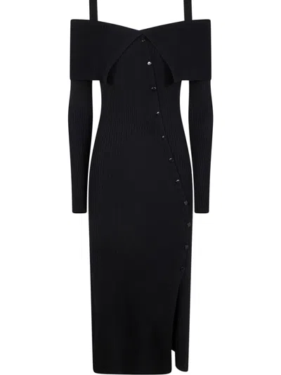 Twinset Twin-set Black Dress With Front Button Fastening