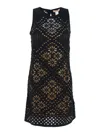 Twinset Black Dress With Knitted Design And All-over Floral Embroidery In Cotton Woman