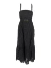 Twinset Black Dress With Removable Straps And Broderie Anglaise In Cotton Woman