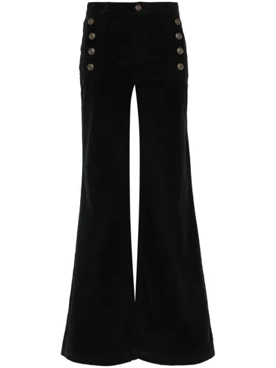 Twinset Twin-set Black Flared Pinwale Corduroy Trousers