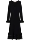 Twinset Scallop-trim Midi Dress In Black