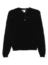 Twinset Twin-set Black Sweater With Floral Openwork Detailing In Black