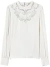 Twinset Floral-embroidered Crepe Blouse
