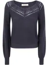 Twinset Twin-set Boat Neck Sweater In Black