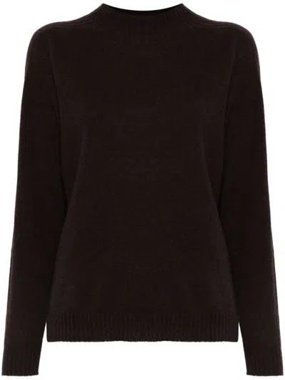 Twinset Twin-set Brushed Cashmere Mock Neck Sweater In Coffee/chocolate