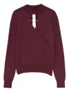 Twinset Twin-set Burgundy Knit Sweater With Keyhole Neck And Ribbed Hem In Red